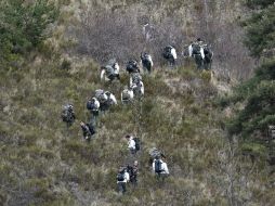 Cinco gendarmes pasarán la noche para vigilar el valle en el que se reparten los restos del aparato. AFP / B. Horvat