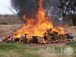 La quema se llevó a cabo en el Club Cinegético Tonalá. TWITTER / @PGR_Jal