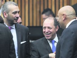 Benito Nacif, Marco Antonio Baños y José Luis Saldaña, en la reunión de ayer. NTX /