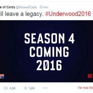 Oficial: la cuarta temporada de ''House of Cards'' llegará en 2016
