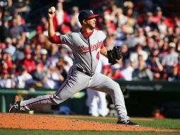 El jalisciense Rafael Martín Romero debutó en la Gran Carpa, ponchando a cinco de sus siete oponentes. AFP / M. Meyer