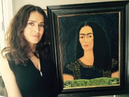 ''Mi turno de compartir mi arte. Me inspiré en Frida'', comparte Salma. TWITTER / @salmahayek