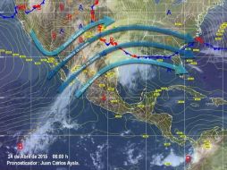 Diagrama del pronóstico del tiempo elaborado por el Servicio Meteorológico Nacional. ESPECIAL / smn.cna.gob.mx