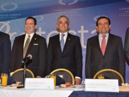 Mancera, durante la toma de protesta del Consejo Directivo de la Cámara Nacional de Comercio de la Ciudad de México (Canaco). TWITTER / @ManceraMiguelMX