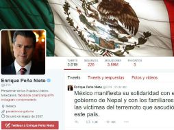 La Presidencia de México también es uno de los cinco líderes más activos en Twitter con un promedio de 63 tuits al día. TWITTER / @EPN