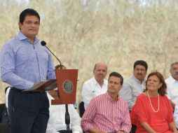 Durante la inauguración del Libramiento de Mazatlán, Mario López quiso decir trasplantes multiorgánicos. SUN / Presidencia
