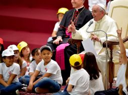 '¿Por qué muchas personas potentes no quieren la paz? Porque viven de las guerras ¡la industria de las armas es grave!', declaró. AFP / V. Pinto