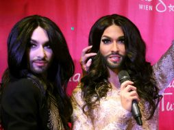 La figura representa a Conchita en su pose más recordada, cuando ganó el festival Eurovisión. AP / R. Zak