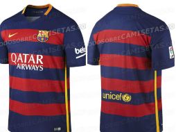 En la imagen se muestra el cambio significativo de rayas verticales a rayas horizontales, para la nueva casaca culé. ESPECIAL / todosobrecamisetas.com