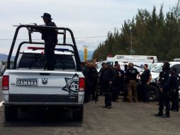 El Rancho El Sol, en el municipio de Tanhuato, es resguardado por policías federales después de la refriega. EL INFORMADOR / U. Zamarroni