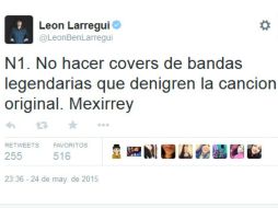 El artista se manifestó contra el proyecto musical Mexrrissey. TWITTER / @LeonBenLarregui