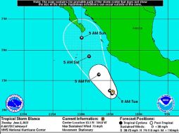 Pronósticos colocan que 'Blanca' llegará a tierra mexicana el domingo. ESPECIAL / nhc.noaa.gov