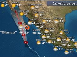 El fenómeno climático provocará lluvias en Baja California Sur desde este sábado. ESPECIAL / smn.conagua.gob.mx