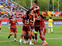 Verónica Pérez puso al Tri femenil al frente al minuto 36. AFP / Elsa