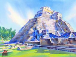 El Palacio del Adivino es una de las principales atracciones de Uxmal, gracias a su escalinata embellecida. EL INFORMADOR / J. Monroy