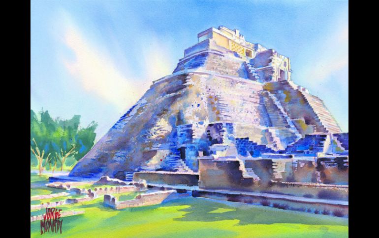 El Palacio del Adivino es una de las principales atracciones de Uxmal, gracias a su escalinata embellecida. EL INFORMADOR / J. Monroy