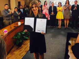 Pavlovich Arellano se congratuló por ser la primer mujer que encabezará la gubernatura. TWITTER / @claudiapavlovic