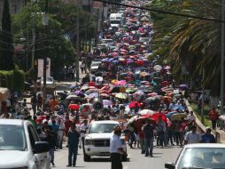 Integrantes de la CNTE protestaron este sábado en contra de las evaluaciones docentes, producto de la reforma educativa. EFE / M. Martínez