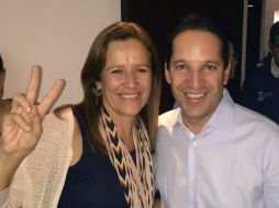 La aspirante a la candidatura presidencial del PAN en 2018 en compañía de Francisco Domínguez, próximo gobernador de Querétaro. TWITTER / @Mzavalagc