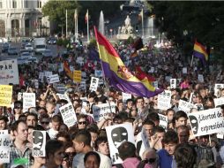 Los manifestantes desplegaron pancartas que decían 'No somos delito' y 'La protesta es un derecho'. NTX / J. Rojas