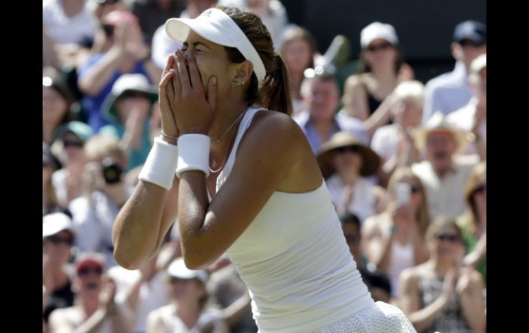La jugadora nacida en Caracas y naturalizada española lloró de emoción. AP / A. Grant
