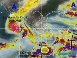 El ojo del huracán tiene un diámetro de 46 kilómetros y se desplaza al oeste-noroeste a 13 kilómetros por hora. ESPECIAL / smn.conagua.gob.mx