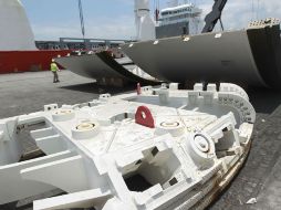 48 piezas de la tuneladora arribaron a Manzanillo procedentes de España. EL INFORMADOR / F. Atilano
