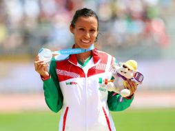 La mexicana Brenda Flores conquista esta mañana la medalla de plata en la prueba de cinco mil metros planos. NTX / J. Arciga