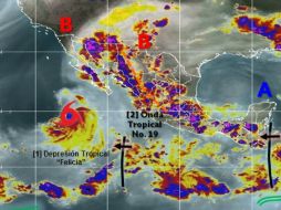 El desplazamiento del meteoro es de 19 kilómetros por hora y está acompañado de vientos sostenidos de 55 kilómetros por hora. ESPECIAL / smn.conagua.gob.mx