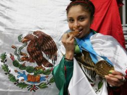 'Muchísimas gracias me siento muy feliz, gracias a todos los mexicanos por haber sumado estas dos medallas', dijo la potosina. TWITTER / @CONADE