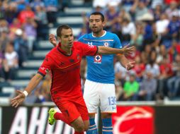 Pablo Velázquez celebra uno de los dos goles que metió en el encuentro de este sábado. MEXSPORT / B. Maldonado