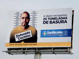 El infractor es sometido a un arresto administrativo y su fotografía exhibida en un anuncio panorámico. ESPECIAL / www.sanicolas.gob.mx