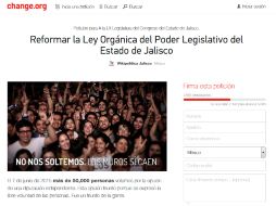 Hasta el momento se registran en la plataforma Change.org dos mil 858 firmas; buscan recolectar cinco mil. ESPECIAL / www.change.org