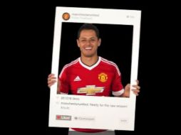 Javier Hernández aparece junto a otros compañeros del United, como Memphis Depay y Bastian Schweinsteiger. TWITTER / @ManUtd_Es