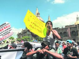La imagen corresponde a una protesta donde exigieron la salida de la Fuerza Única de los municipios donde no hay policías locales. EL INFORMADOR / F. Atilano