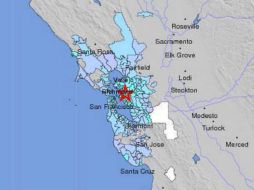 El Instituto Geológico de Estados Unidos compartió un mapa donde se observa el epicentro del sismo, cerca de la ciudad de Piedmont. TWITTER / @USGS