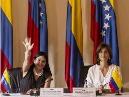 Holguín, de Colombia, y la venezolana Rodríguez determinan reuniones para fijar protocolos a deportaciones. AFP / J. Sarmiento