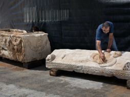 La Autoridad de Antigüedades llamó al sarcófago ''uno de los más importantes y hermosos'' encontrados en Israel. AFP / M. Kahana