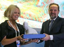 Anderson habla con el ministro Serguéi Donskoi sobre la cooperación del Gobierno ruso y las ONG para la protección del medio ambiente. AFP / S. Fadeichev