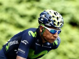 Nairo Quintana, del equipo Movistar, durante la decimo sexta etapa de la Vuelta Ciclista a España. EFE / J. Lizon