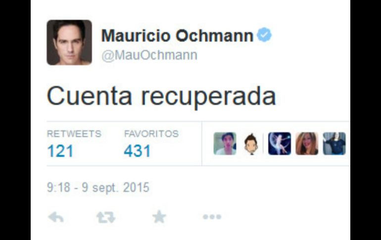 'Gracias a todos por el apoyo. Todo lo relacionado con pornografía lo desapruebo', menciona Ochmann. TWITTER / @MauOchmann