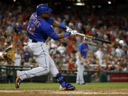Yoenis Céspedes conecta sólido con el bate para conseguir cuadrangular que le dio el triunfo a los Mets de Nueva York. AP / Yoenis Céspedes conecta sólido con el bate pa