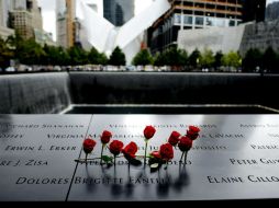 Rosas han sido colocadas en el monumento a las víctimas del 11-S en el ''Memorial'' de Nueva York. EFE / J. Lane