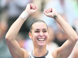 La italiana Flavia Pennetta festeja su victoria y pase a la Final del US Open en New York. AFP / M. Stockman