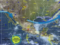 Frente frío número 1 tendrá interacción con otros fenómenos que favorecen a la caída de lluvias fuertes en gran parte del territorio. TWITTER / @conagua_clima