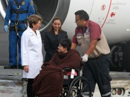 Esta mañana, heridos y familiares arribaron a la Ciudad de México procedentes de Egipto. NTX / G. Durán
