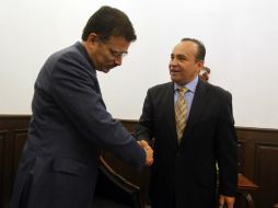 El rector de la UdeG, Tonatiuh Bravo y el alcalde de Tonalá, Sergio Chávez se reunieron la mañana de este martes. EL INFORMADOR / E. Barrera