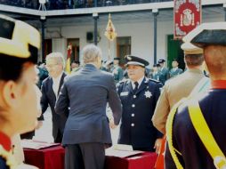 El acto se realizó en el Patio de Armas del Acuartelamiento de la Batalla del Salado en Madrid. FACEBOOK / Policía Federal de México