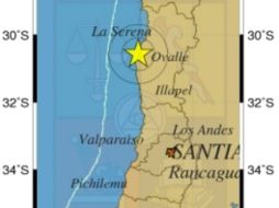 El temblor se sintió a las 16:23 hora local y su epicentro se localizó 37 kilómetros al sur de Tongoy. ESPECIAL / sismologia.cl