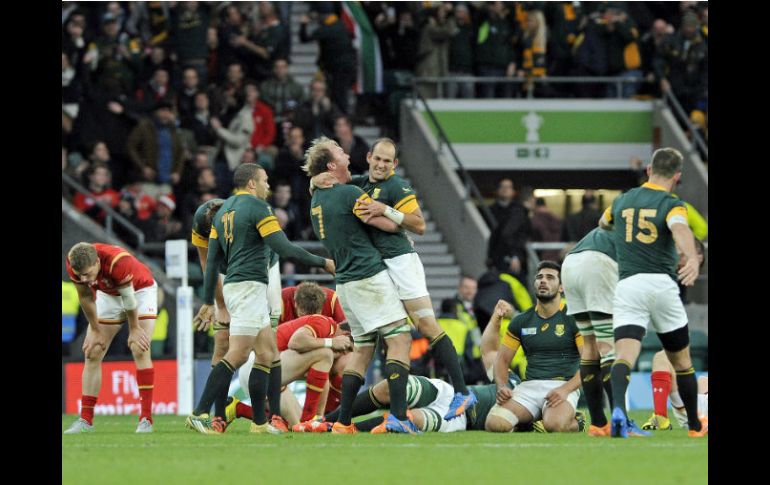 Con esta victoria, Sudáfrica se convierte en el primer equipo clasificado para las semifinales del Mundial de rugby de Inglaterra. EFE / G. Penny